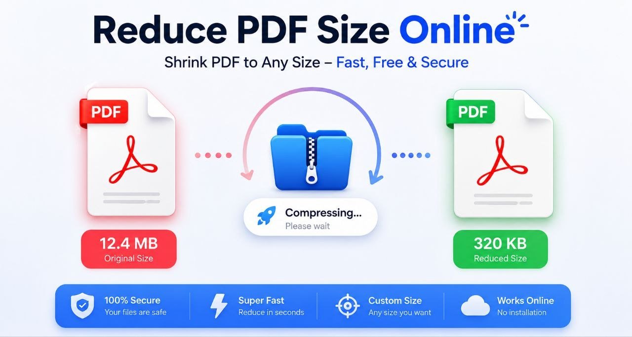Reduce PDF size online free without losing quality. Compress PDF from MB to KB securely.